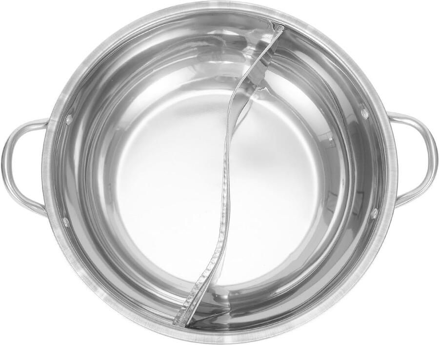 Verdeelde Hete Pot Dubbele Soeppan Gezamenlijk Koken S-vormige Scheidingswand 36 cm Zilver