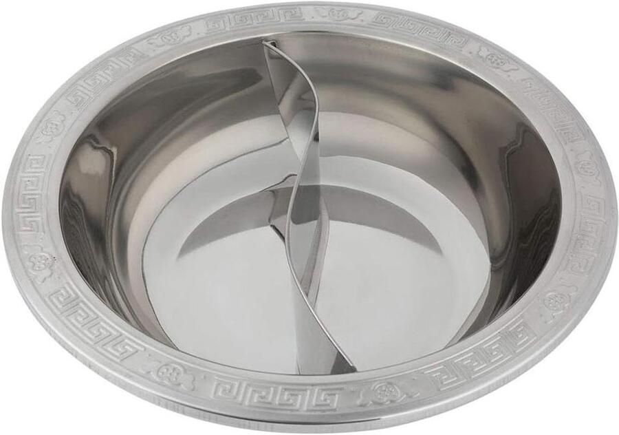 Verdeelde Hot Pot Fonduepan Chinese Samen Koken Dubbele Smaak Divider 28 cm Zilver