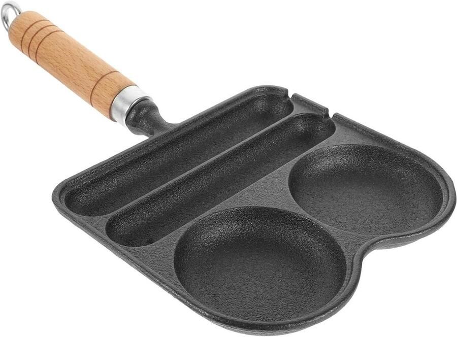 Verdeelde Koekenpan Ontbijt Pan Eieren Bakken Anti-aanbaklaag 18 cm Zwart