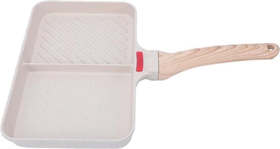 Verdeelde Pan Eierkoekenpan Grillpan Ontbijt Koken Antiaanbaklaag Rookvrij Twee Secties Zwart