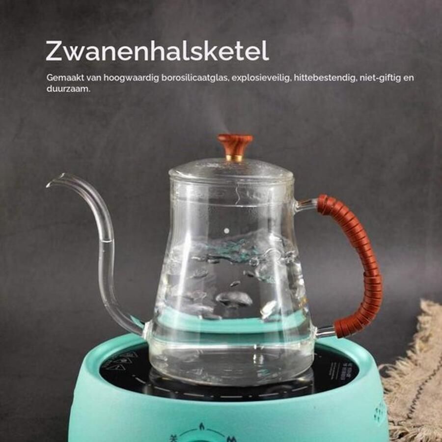 Verdikt glas zwanenhals waterkoker Thee Gieten over waterkoker koffie druppel 600ML meerwegverpakking