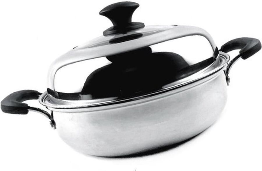 Verdikte Stoompot Soephotpot Multifunctioneel Inductie Koken Duurzaam Roestvrij Staal 34cm Diameter Zilverkleurig
