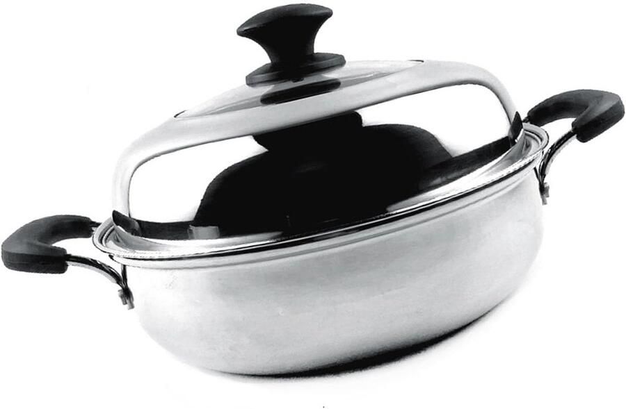 Verdikte Stoompot Soephotpot Multifunctioneel Inductie Koken Duurzaam Roestvrij Staal 34cm Diameter Zilverkleurig