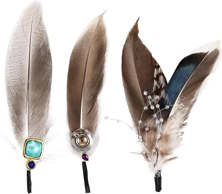 Veren om te knutselen 3 stuks struisvogelveren voor hoeden haarsieraden maskers (B)