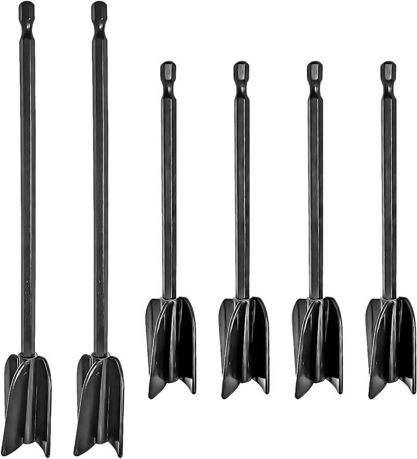 Verfmixers voor boormachine Mengpeddel Epoxyhars Verven Mengen Spiraalvormig Roervleugeldesign 6 stuks Zwart