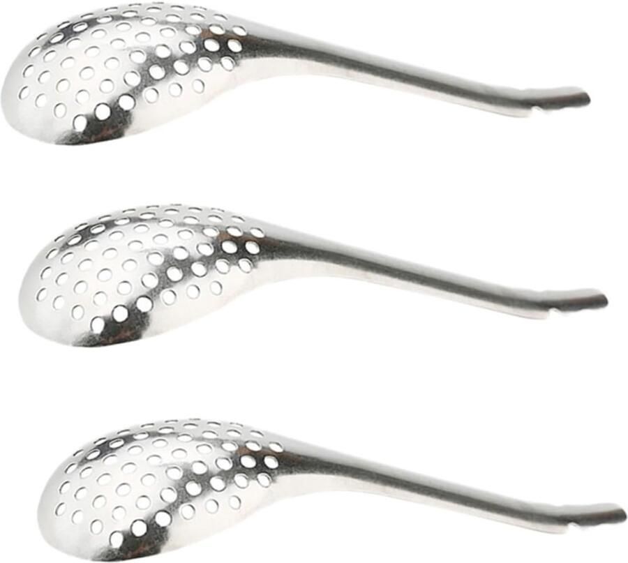 Vergiet Lepel Set Zeeflepels Sferificatie Moleculaire Gastronomie 3-delige RVS Set 17 cm Lengte Zilver