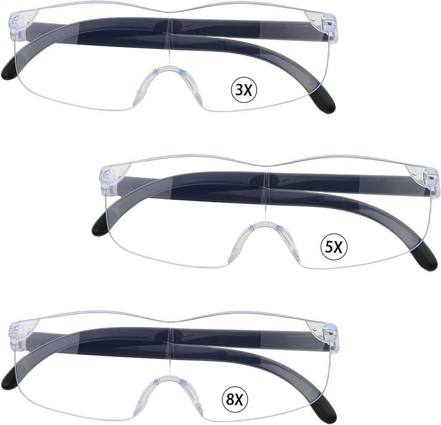 Vergrootbril met 3 Vergrootniveaus 300% 500% 800% Leesvergrootglas Anti Blauw Licht Maximale Comfort voor Sieraden Maken Naaien Knutselen Kantoorwerk Hobby's en Handwerk