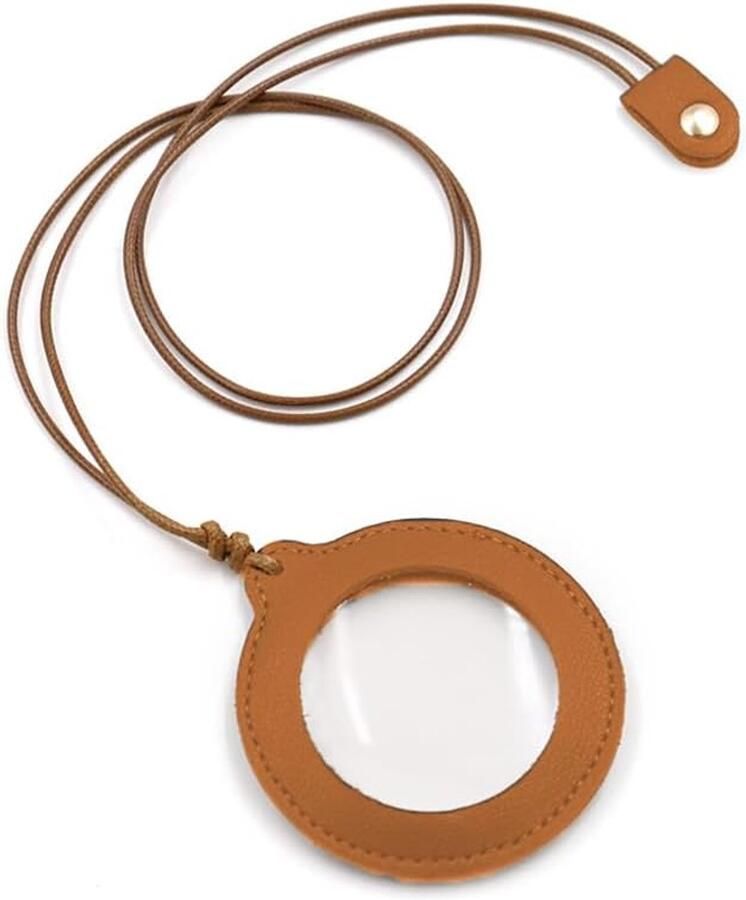 Vergrootglas 10-voudige vergroting leesloep kleine handloep met koord voor leeshulp en vergrotingshulp bruin