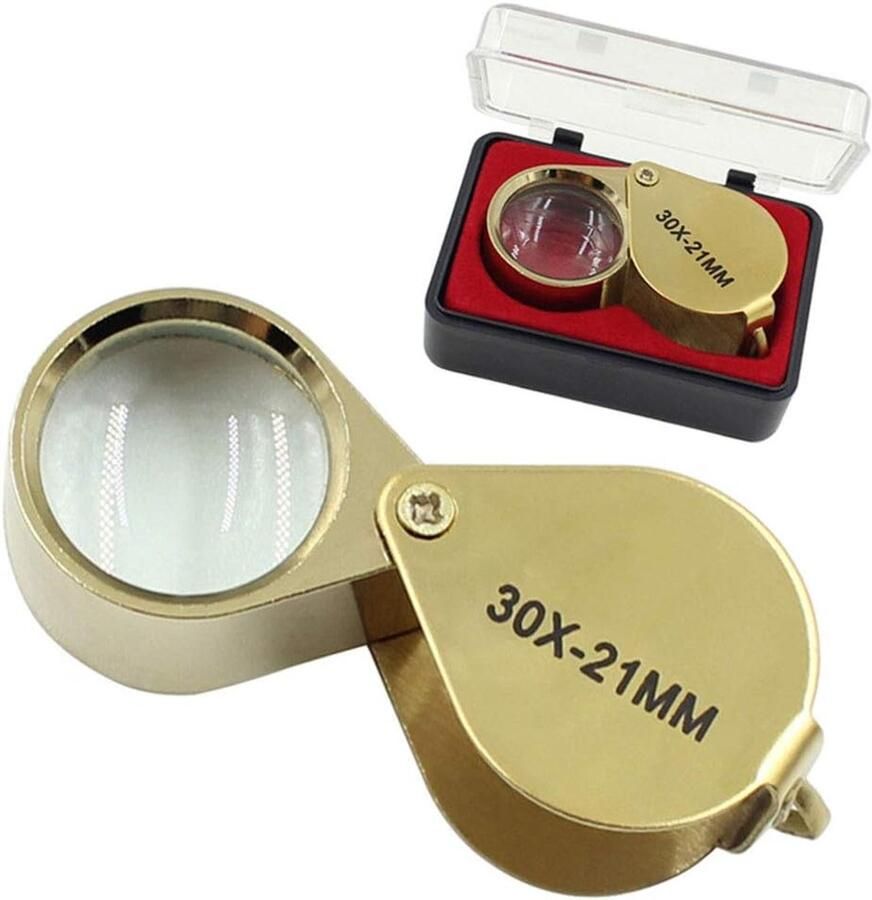 Vergrootglas 30 X 21MM Loep Oog Vergrootglas Opvouwbare Pocket Ambachten Sieraden Spiegel Oog Glas voor Edelstenen Sieraden Munten Kaart Postzegels Valuta Ouderen Gift