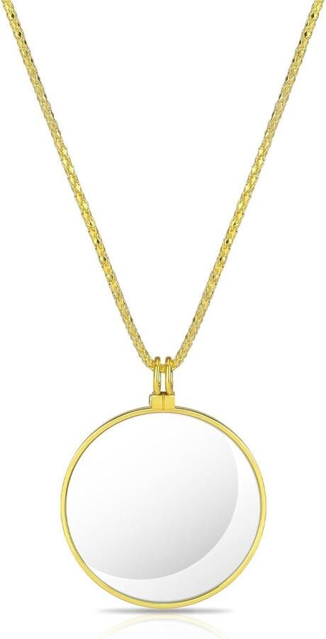 Vergrootglas 5x Metalen Loep Met Ketting Hanger Lens Gouden Mini-Halsketting Monocle Voor Het Lezen Van Boeken