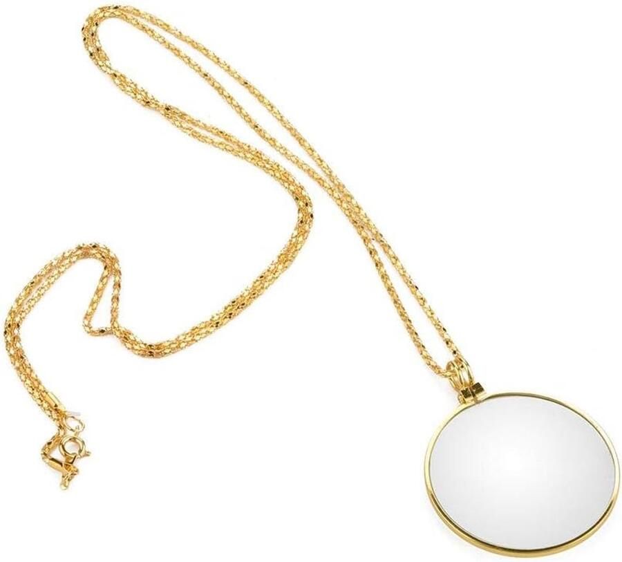 Vergrootglas 5x vermogen optische glazen lens zinklegering voor sieraden lezen hobbyisten postzegelverzamelaars 1 8 diameter 18 1 ketting goud zilver