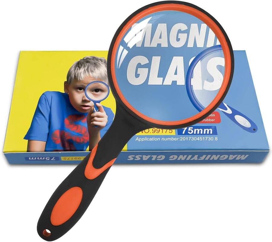 Vergrootglas 75 mm hoge helderheid lichtgewicht leesloep onbreekbare handloep antislip handgreep vergrootglas voor senioren kinderen juwelier hobbyobservatie insecten kranten