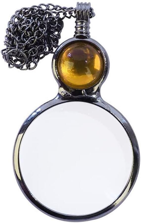 Vergrootglas Hanger Ketting Gift Vergrootglas Ketting Optische Vergrootglas Lens met Vintage Lucky Crystal Bead Hanger voor Bibliotheek Lezen Fijne Print Zoomen Verhoog Visie Sieraden Legering