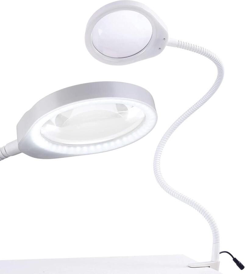 Vergrootglas Loeplamp met LED verlichting Voor Kinderen Volwassenen Senioren Lezen Tekenen Hobby met Tafelklem Vergrootglas met verlichting Earkings Wit
