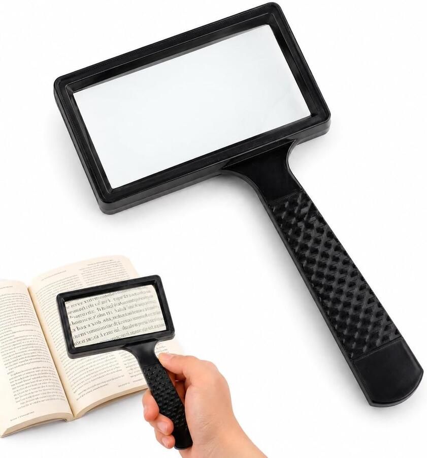 Vergrootglas met 10-voudige vergroting loep om te lezen professionele vergroting rechthoekig groot antislip handvat geschikt voor het lezen en observeren van ouderen
