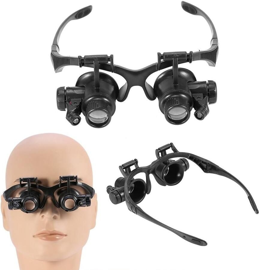 Vergrootglas met ledverlichting handsfree vergrootglas met 2 leds verstelbare vergrootglas met 4 verwisselbare lenzen