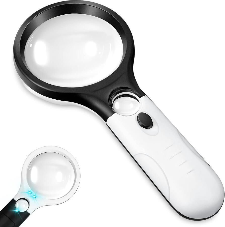Vergrootglas met licht 10X 30X leesloep handloep met dubbele lens voor ouderen om te lezen cadeaus voor ouders en kinderen