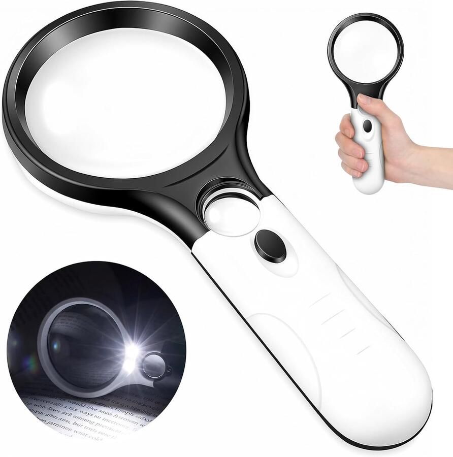 Vergrootglas met Licht 30X Handvergrootglas Leesloep met LED Verlichting Hoge Helderheid Lichtgewicht Vergrootglas voor Senioren Lezen Kinderen Juweliers Verzamelaars Hobby's