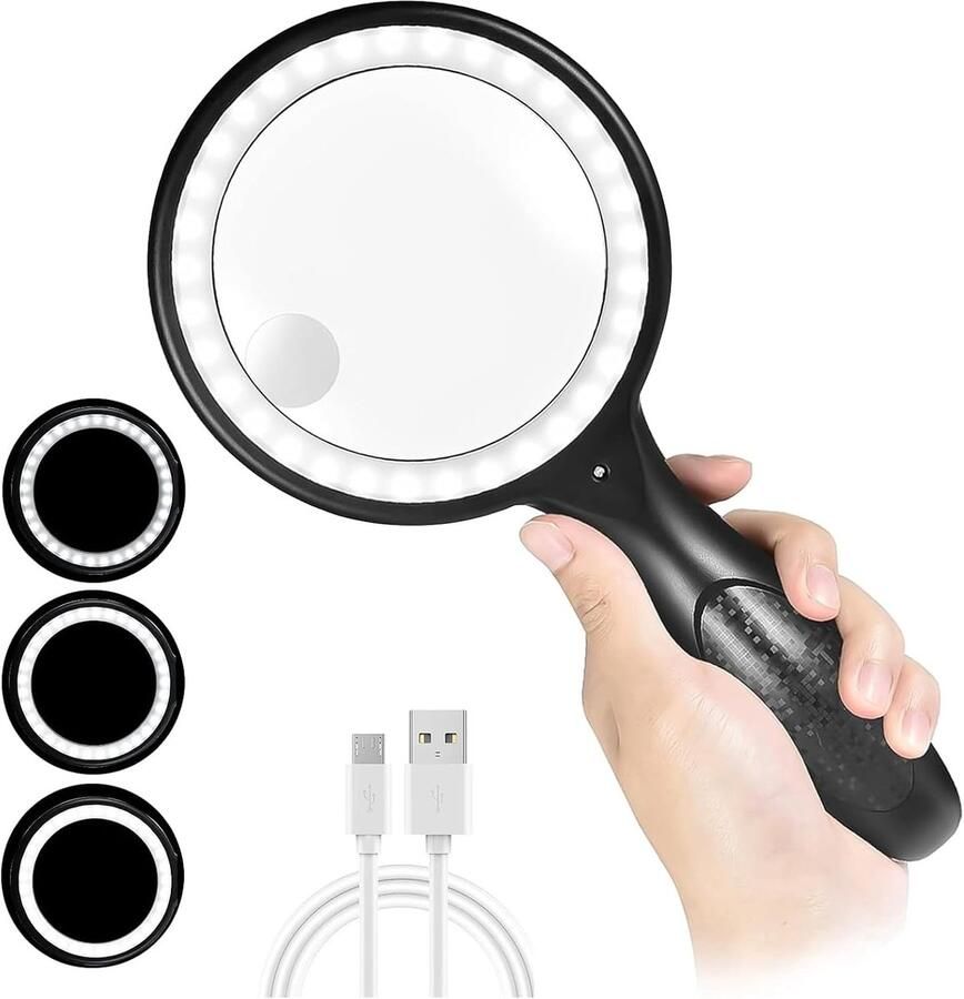 Vergrootglas met licht 33LED Handheld Vergrootglas 60X 30X Verlichte Vergrootglas met 3 modi voor senioren lezen munten postzegels kaart verkennen