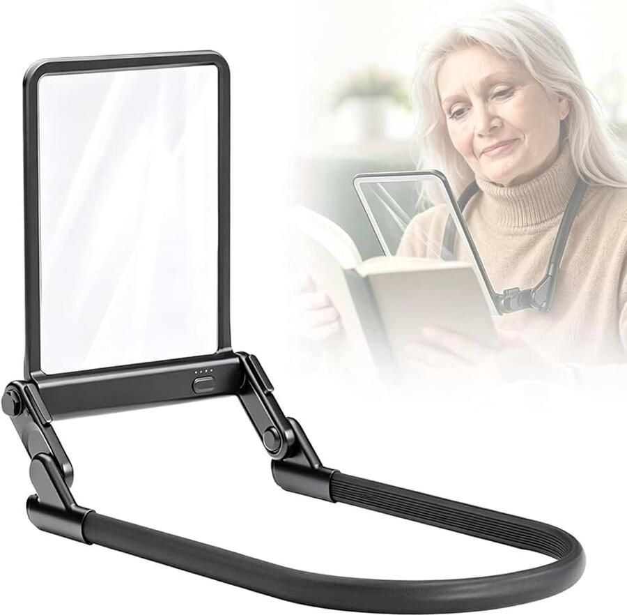 Vergrootglas met licht 3x leesloep zwanenhals-vergrootglas om op te hangen 40 leds dimbaar 3 kleuren extra grote rechthoekige lens voor senioren en low vision ideaal voor lezen en repareren