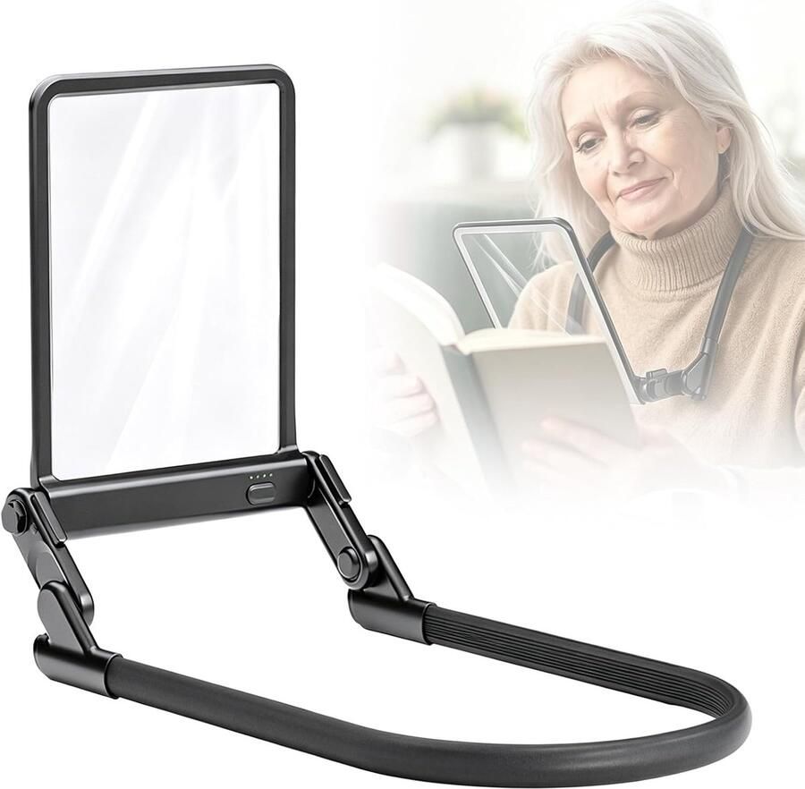 Vergrootglas met licht 3x leesloep zwanenhals-vergrootglas om op te hangen 40 leds dimbaar 3 kleuren extra grote rechthoekige lens voor senioren en low vision ideaal voor lezen en repareren