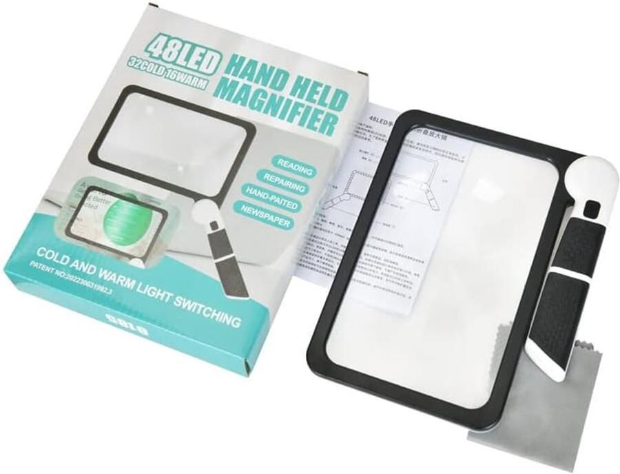 Vergrootglas met licht 48 ledlampjes 5 x leesloep met 3 lichtmodi inklapbare handloep voor hobby lezen handwerk munten postzegels horlogemakers inspectie