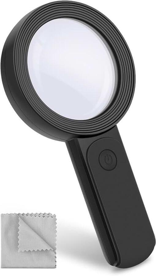 Vergrootglas met Licht BROTOU 30-Voudige Leesloep met 18 Leds 3 modi Handloep met Dubbele Glazen Lens Leesloep met Licht voor Senioren Lezen Hobby Handwerk Munten Postzegels Inspectie