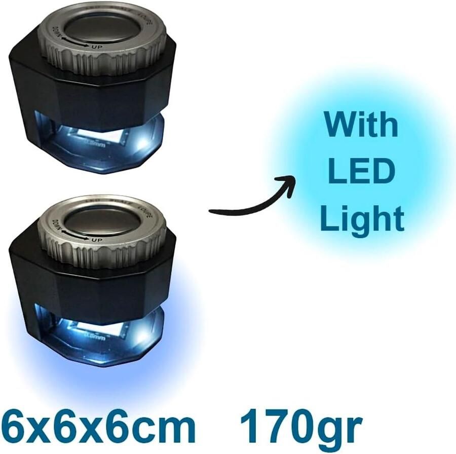 Vergrootglas met licht en liniaal vergrootglas om af te drukken compact vergrootglas voor textiel sieraden horlogemakers printen optiek munten postzegels documenten (model 4)