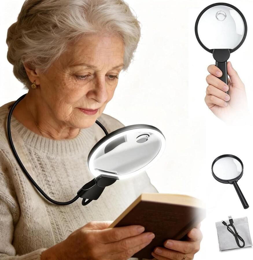 Vergrootglas met licht handsfree leesloep met licht in de buurt werk HD-vergrootglas flexibele zwanenhalsloep voor lezen repareren naaien gezichtszwakte ouderen handsfree