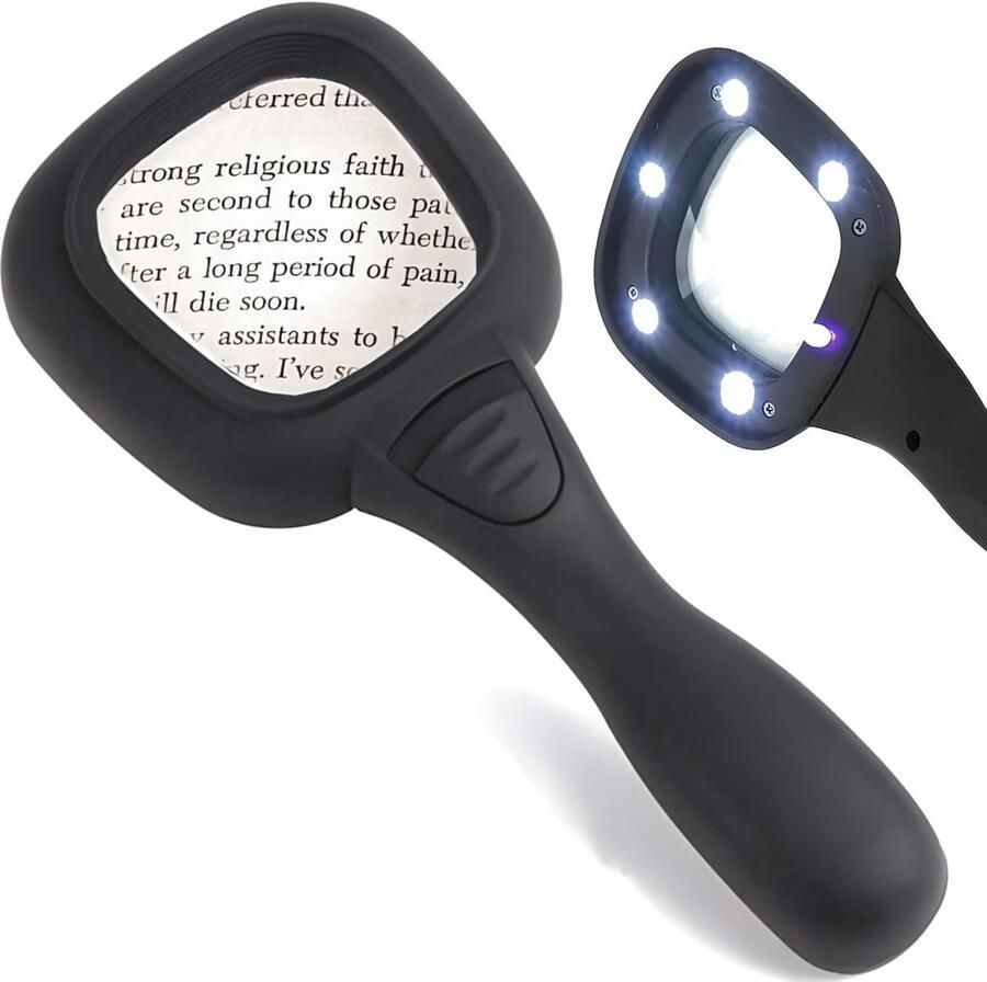 Vergrootglas met licht handvergrootglas met 5 led-vergrootglas voor kinderen inspectie hobby's senioren om boeken kranten landkaarten hoge helderheid en lichtgewicht te lezen