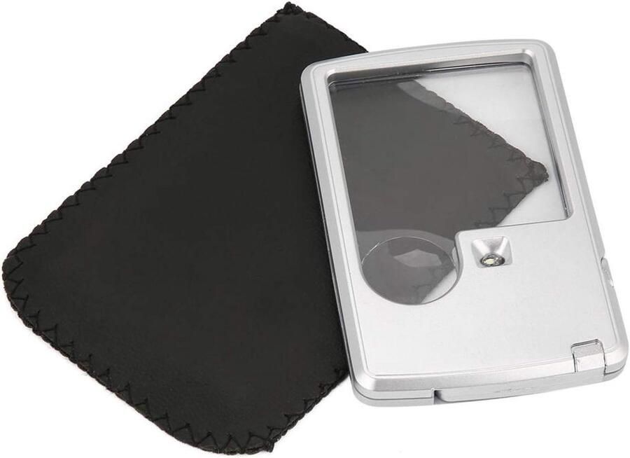 Vergrootglas met vierkant LED-licht Pochet vergrootglas 3X 6X lens met lederen tas voor het lezen van inspectie-sieraden