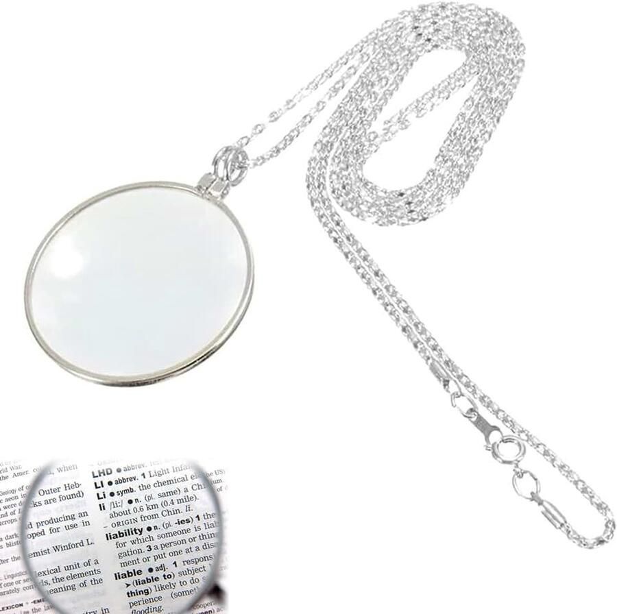 Vergrootglas monocule lens halskettingen vergrootglas leesloep hanger vergrootglas 5x vergrootglas monokel met loupe ketting (zilver)