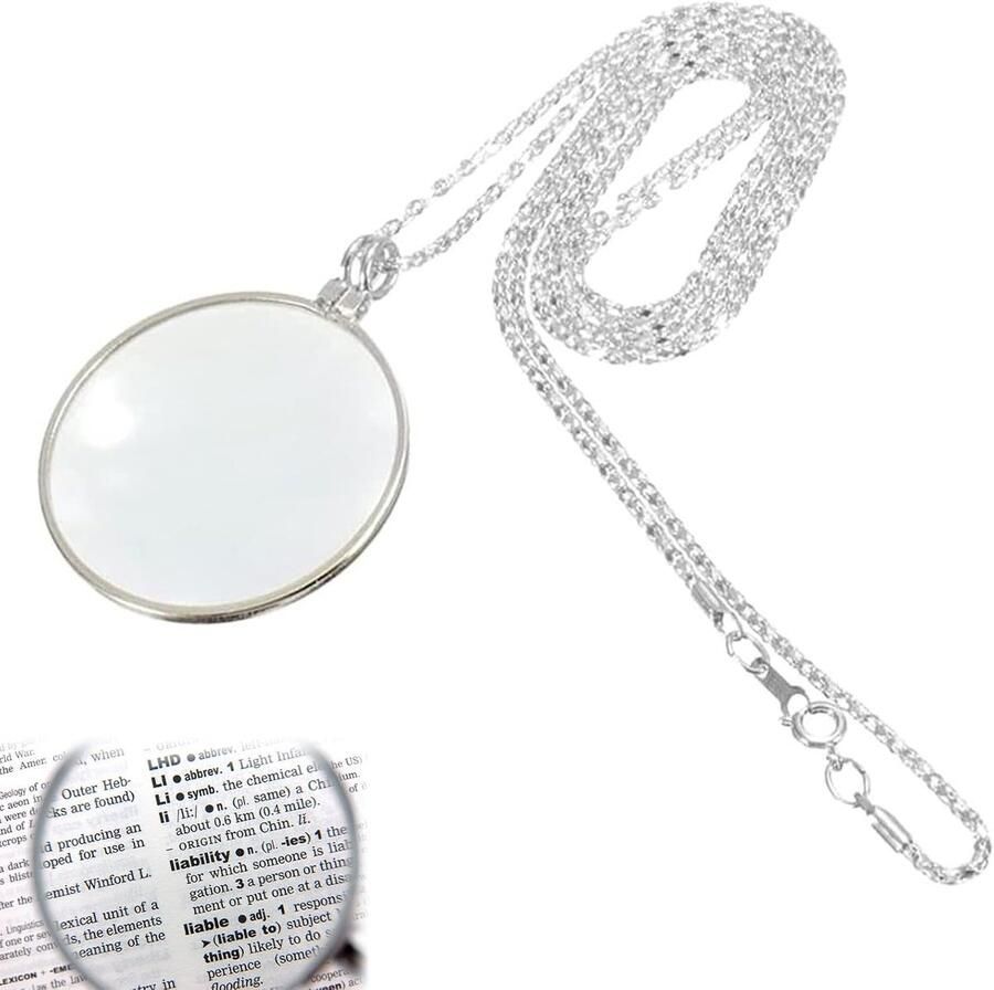 Vergrootglas monocule lens halskettingen vergrootglas leesloep hanger vergrootglas 5x vergrootglas monokel met loupe ketting (zilver)