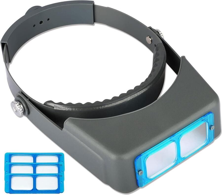 Vergrootglas Professionele Dubbele Lens Head-Mounted Loep Sieraden Vergrootglas Leesvizier Opitcal Glas Binoculaire Vergrootglas met Lens Vergroting-1.5X 2X 2.5X 3.5X voor Reparatie