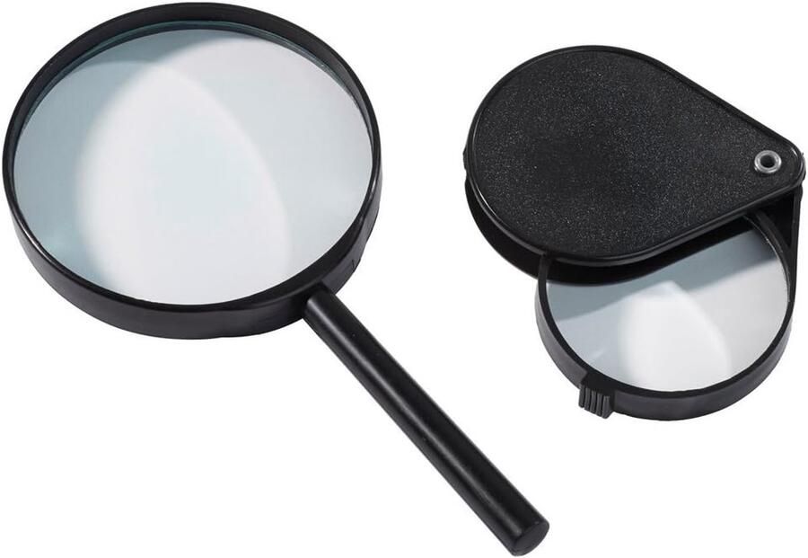 Vergrootglas set 2-delig leesloep 1x handloep en 1x inklapbaar vergrootglas V2