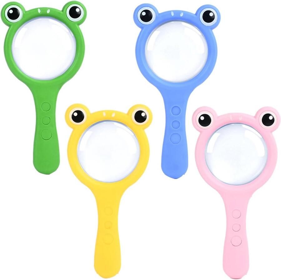 Vergrootglas voor kinderen 4 x draagbare vergrootglas voor kinderen van kunststof vergrotingsglazen voor kinderen speelgoed om te lezen hobby verkennen (4 stuks)