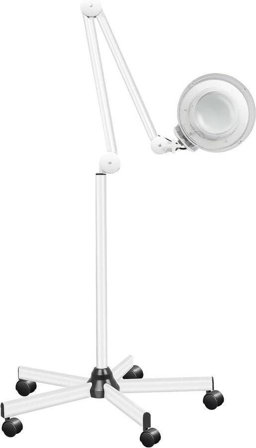 Vergrootlamp met wielen 5 x vergrootglas koud licht 24 W zwenkarm vergrotingslamp met voet 360 ° draaibaar cosmeticasalons werklamp