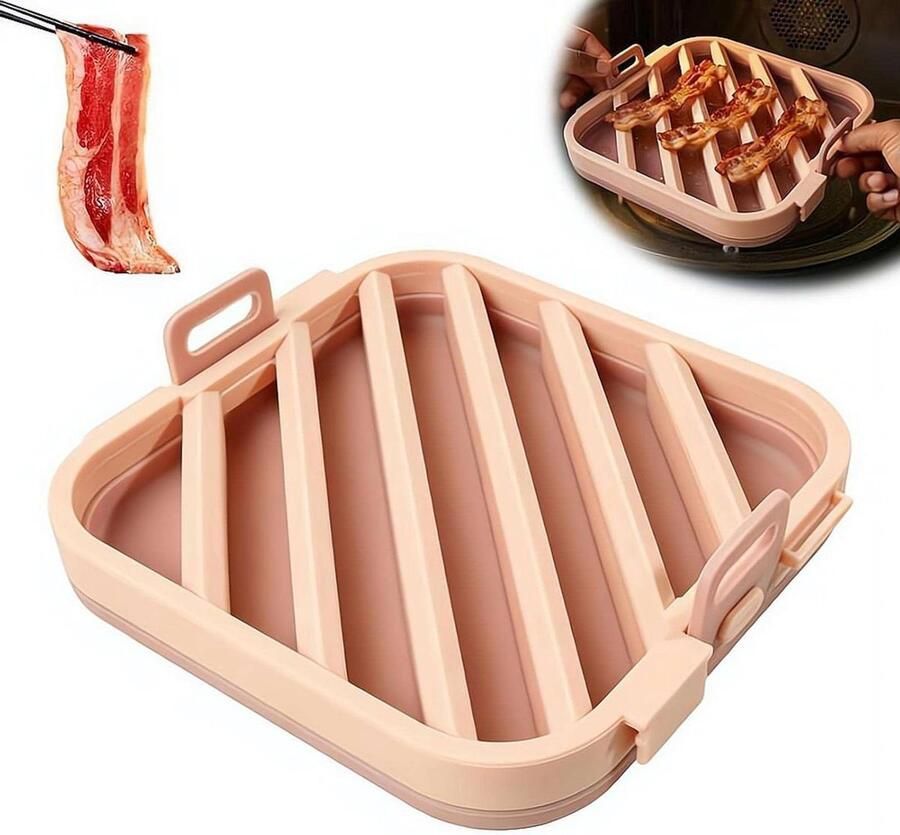 Verhoogd Roosterrek Bakplaat Grillpan Gezond Koken Ingebouwde Olieafvoer 17 x 16 cm Beige