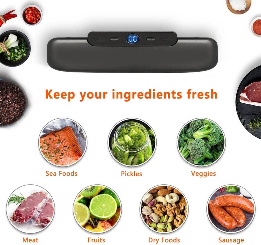 Verkoop Nederland Vacuüm Sealer Verpakkingsmachine Voedsel Met Gratis 10 Stuks Vacuüm Zakken Huishoudelijk Afdichting Zwart Afdichting Lengte 30Cm