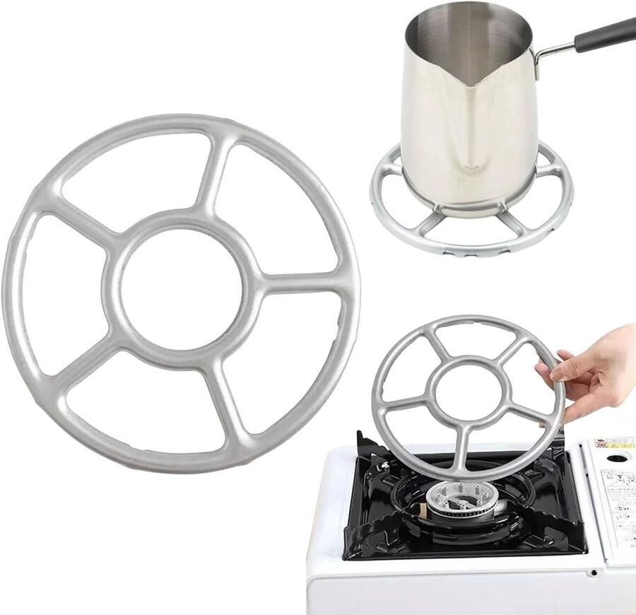 Verloopring Gasfornuis Koffiezetapparaat Houder Koffie Zetten Universeel Inzetbaar 15.5 cm Diameter Zilver