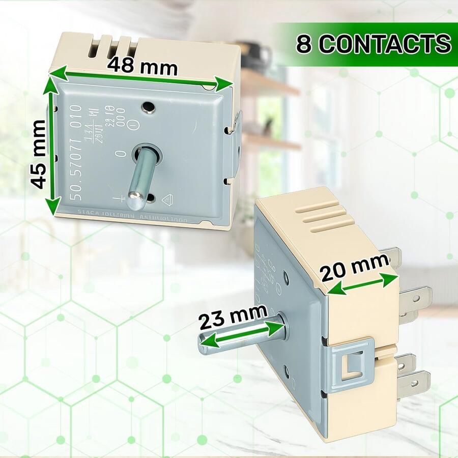 Vermogensregelaar Kookplaat Regelaar Brander Elektrische Kookplaat Repareren 13A 240V 48x45x20 mm Wit - Foto 2