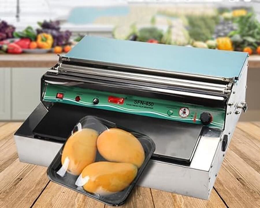 Verpakkingsmachine Folie Snijmachine Plastic Folie Voedsel Verpakken Hygiënische Gesloten Constructie Voor Grote Artikelen Zilver