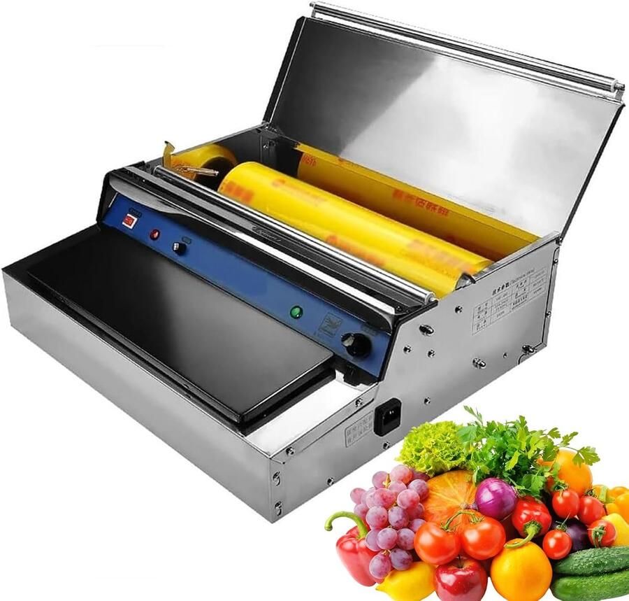 Verpakkingsmachine Plastic Folie Voedsel Sealer Dispenser Voedsel Verpakken Verwarmde Snijder 25-45 cm Zilver