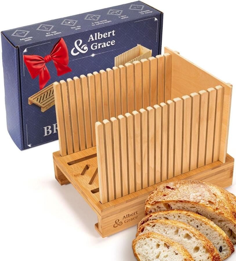 Verstelbare Bamboe Broodsnijmachine voor Perfecte Plakjes en Halve Bagels