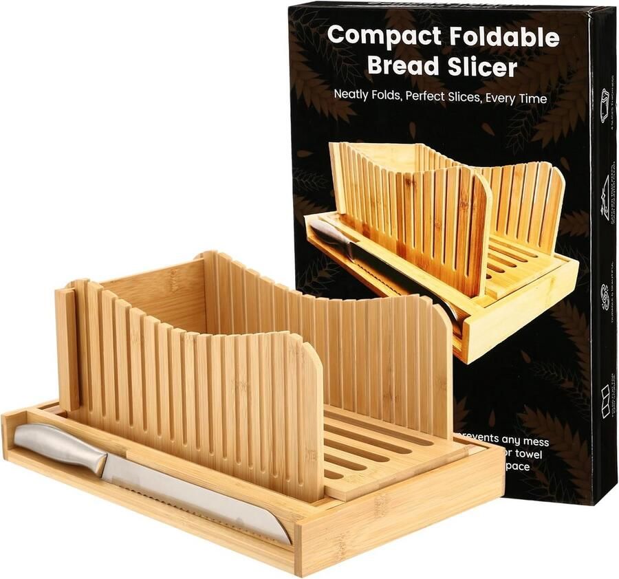 Verstelbare Broodsnijmachine van Bamboe met Kruimellade voor Zelfgemaakt Brood