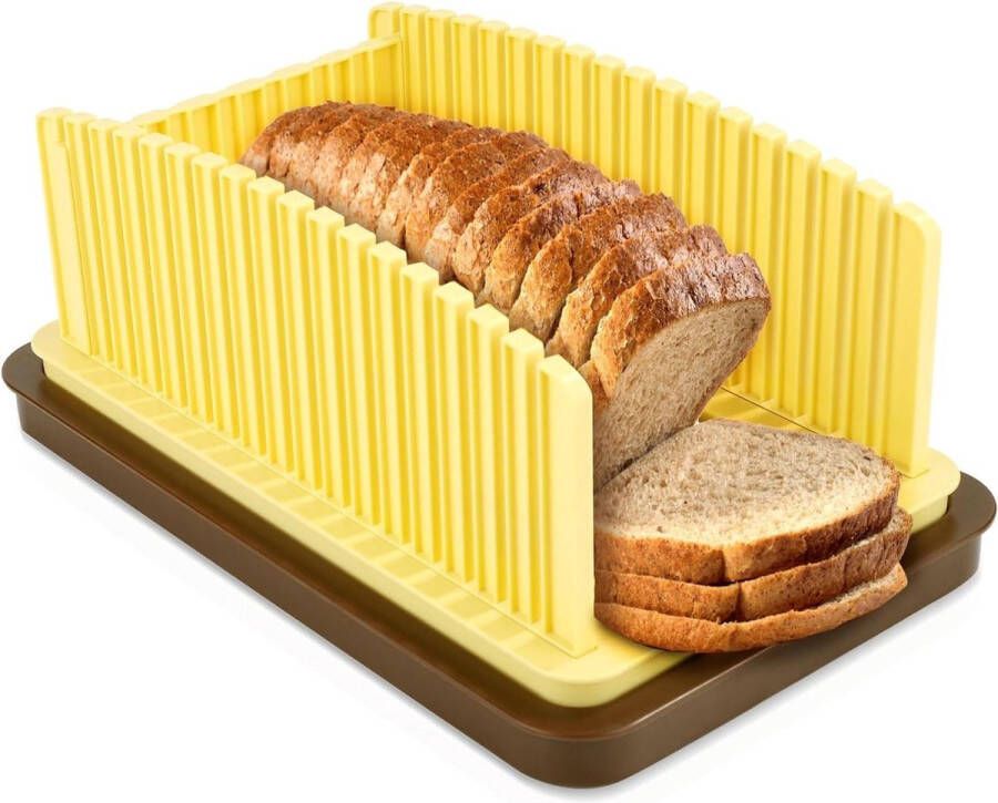 Verstelbare Broodsnijmachine Zuurdesemrondjes en Stokbroodsandwich Opvouwbaar met Lade Geel Bread Slicer