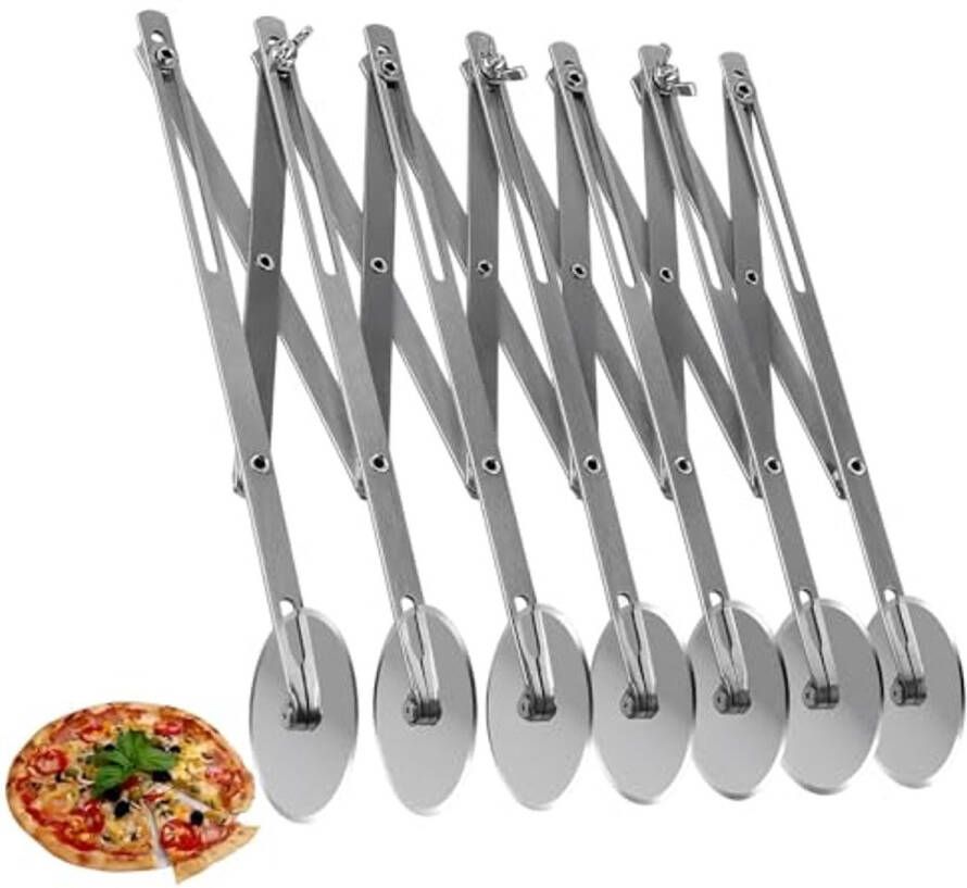 Verstelbare Deegsnijder met 7 Wielen van Roestvrij Staal Ideaal voor Pizza en Pannenkoeken