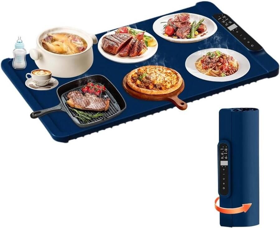 Verstelbare elektrische verwarmingsplaat met silicone hittebestendige mat 10 temperaturen 1-4 uur timer ideaal voor buffetten en feesten