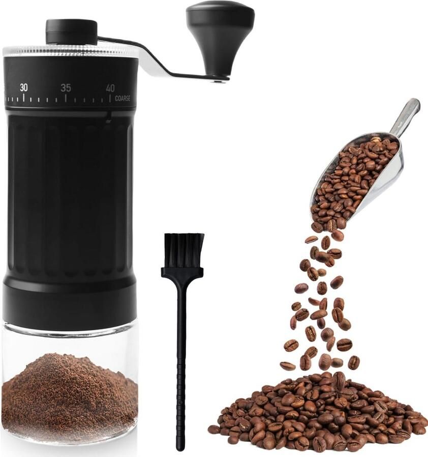 Verstelbare Handmatige Koffiemolen – 40 standen voor Espresso Filter & French Press – Draagbaar & Nauwkeurig