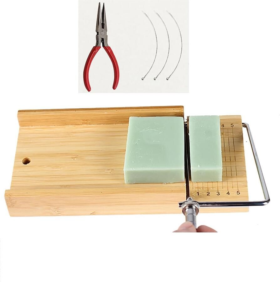 Verstelbare Houten Zeepsnijder met Draadmes voor Ambachtelijke Zepen en Brood